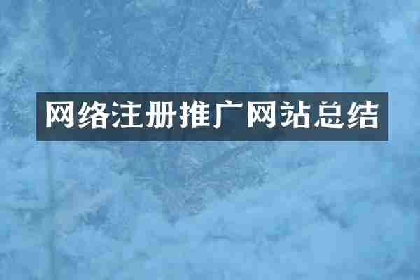 网络注册推广网站总结