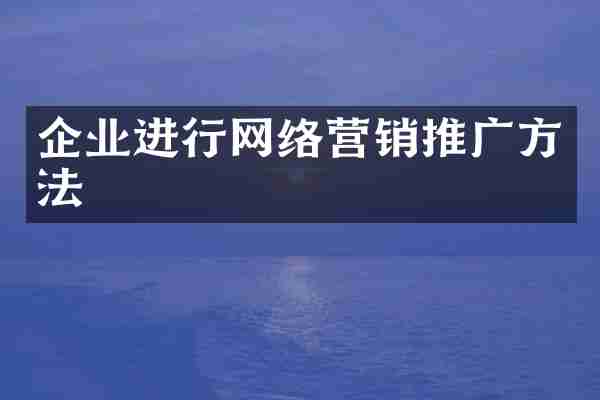企业进行网络营销推广方法