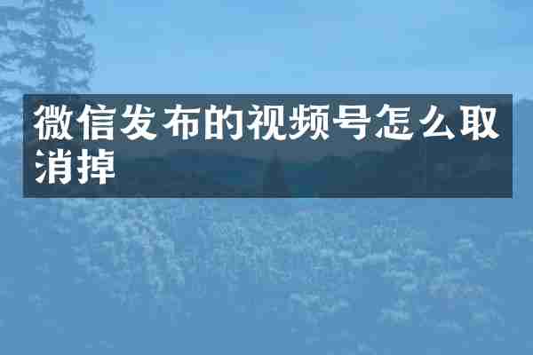 微信发布的视频号怎么取消掉