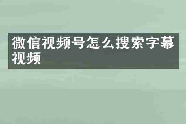 微信视频号怎么搜索字幕视频