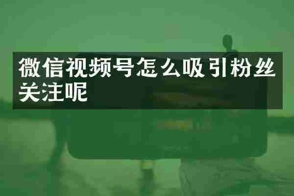 微信视频号怎么吸引粉丝关注呢