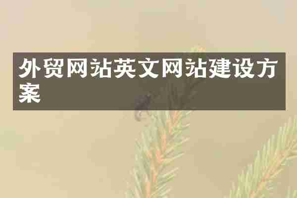 外贸网站英文网站建设方案