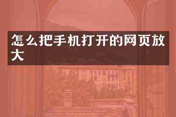 怎么把手机打开的网页放大