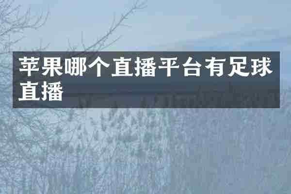 苹果哪个直播平台有足球直播