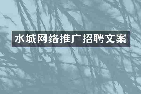 水城网络推广招聘文案