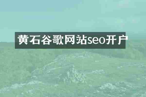 黄石谷歌网站seo开户
