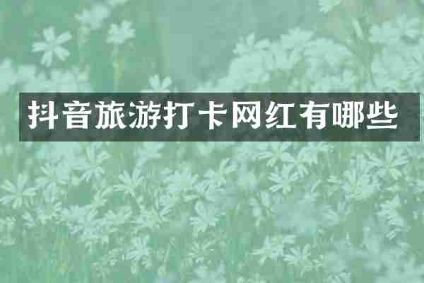 抖音旅游打卡网红有哪些