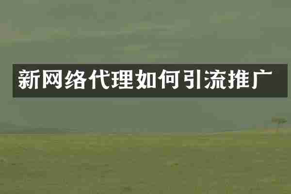 新网络代理如何引流推广