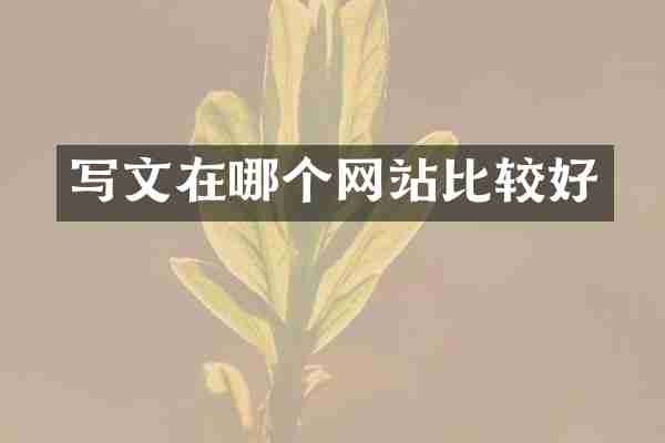 写文在哪个网站比较好