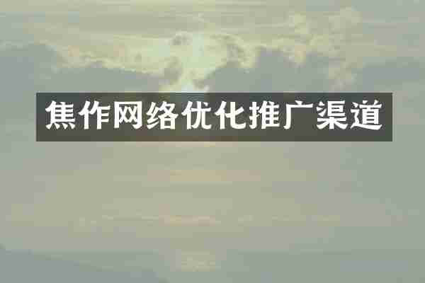 焦作网络优化推广渠道