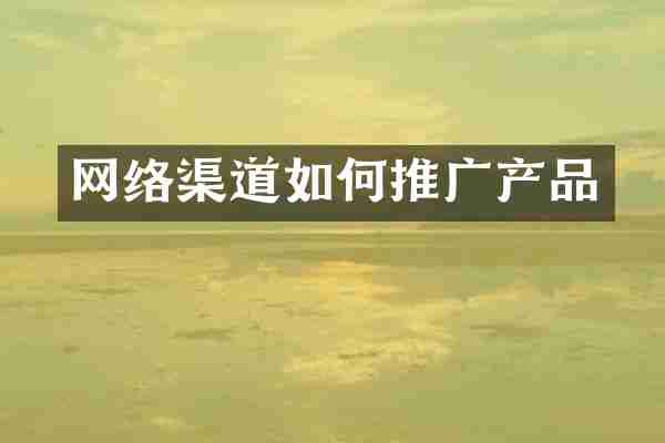 网络渠道如何推广产品