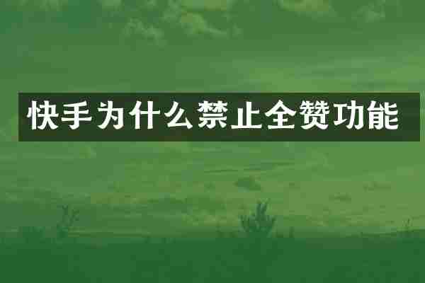 快手为什么禁止全赞功能