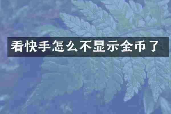 看快手怎么不显示金币了