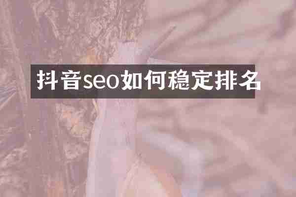 抖音seo如何稳定排名