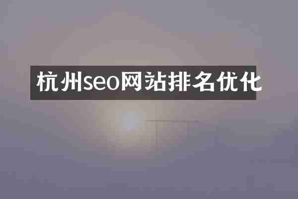 杭州seo网站排名优化