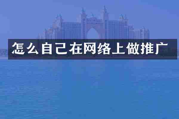 怎么自己在网络上做推广