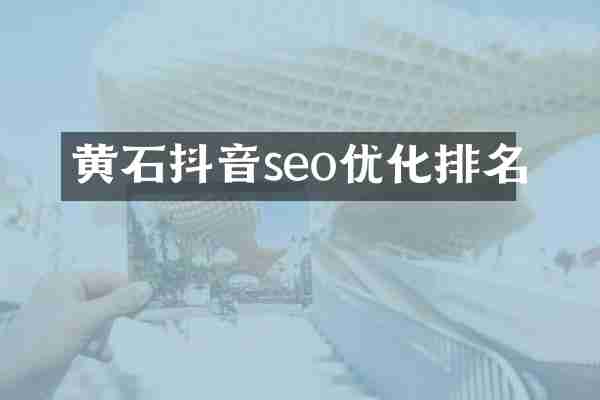 黄石抖音seo优化排名