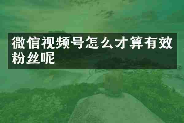 微信视频号怎么才算有效粉丝呢