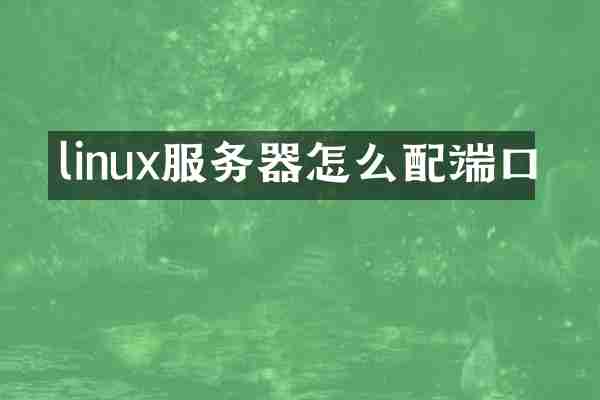 linux服务器怎么配端口