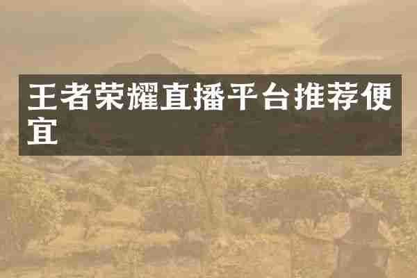王者荣耀直播平台推荐便宜