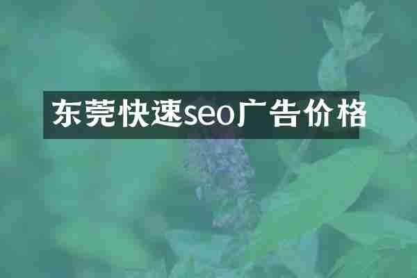 东莞快速seo广告价格