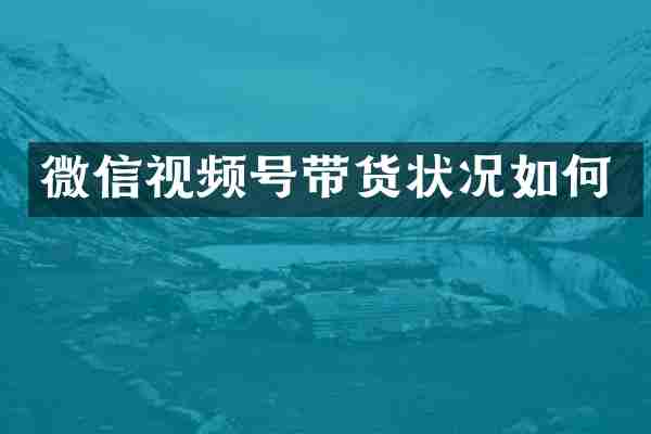 微信视频号带货状况如何
