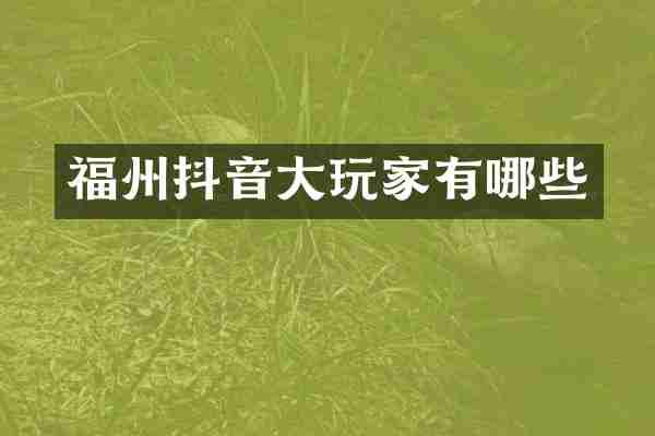 福州抖音大玩家有哪些