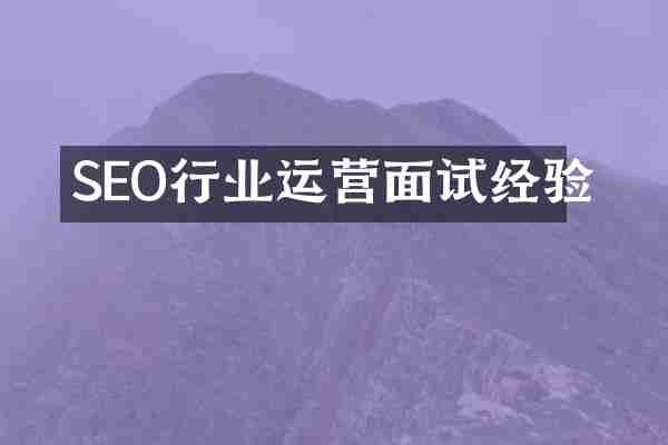 SEO行业运营面试经验