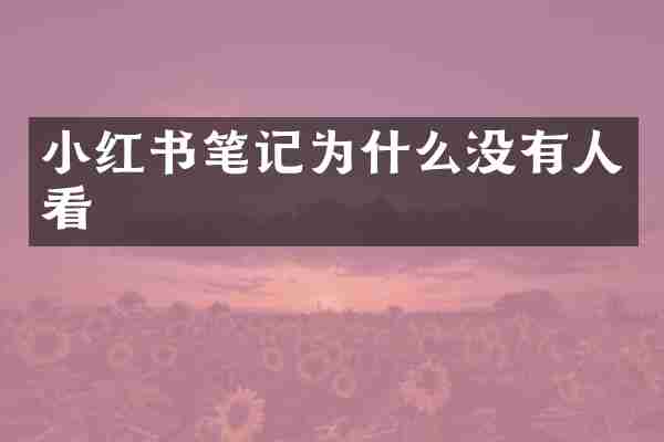 小红书笔记为什么没有人看