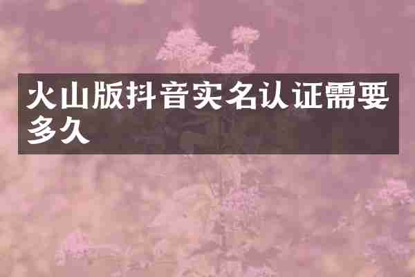 火山版抖音实名认证需要多久