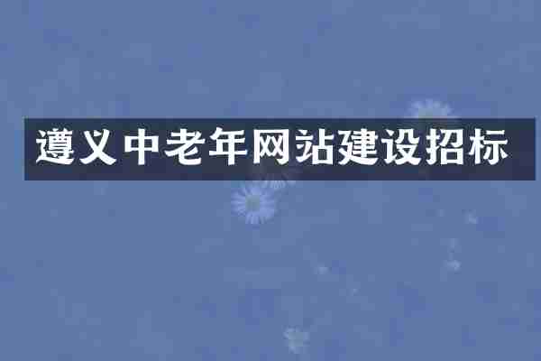 遵义中老年网站建设招标