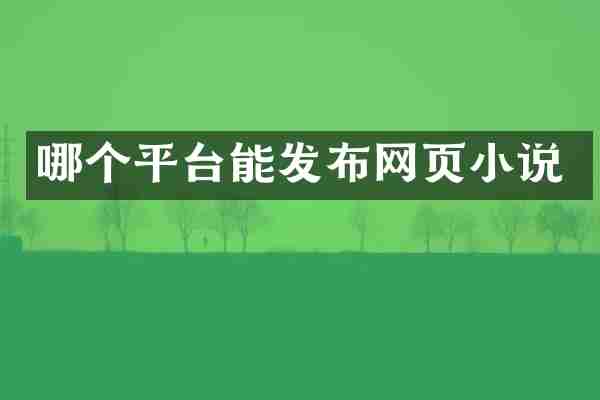 哪个平台能发布网页小说