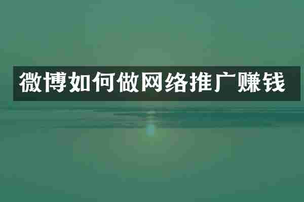 微博如何做网络推广赚钱