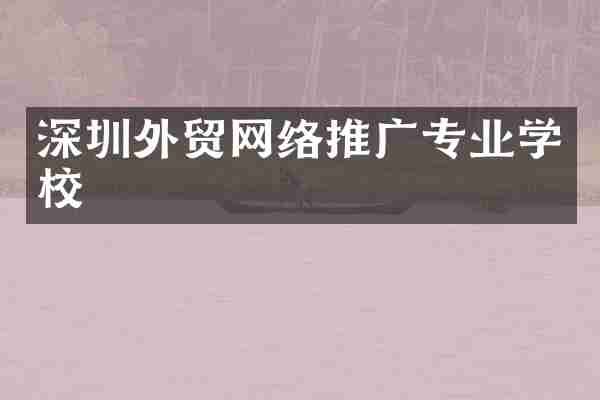 深圳外贸网络推广专业学校
