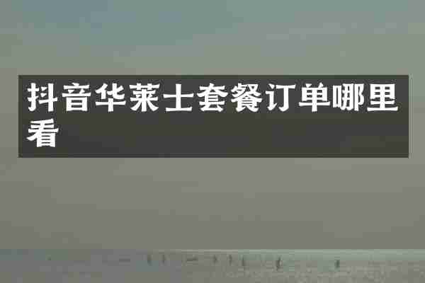 抖音华莱士套餐订单哪里看