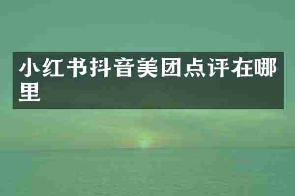 小红书抖音美团点评在哪里