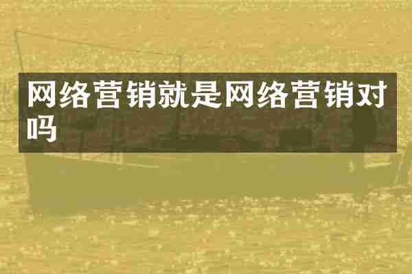 网络营销就是网络营销对吗