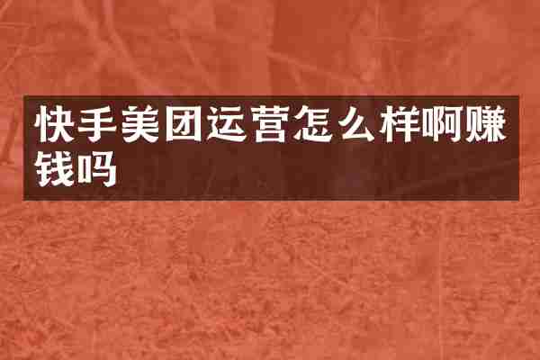 快手美团运营怎么样啊赚钱吗