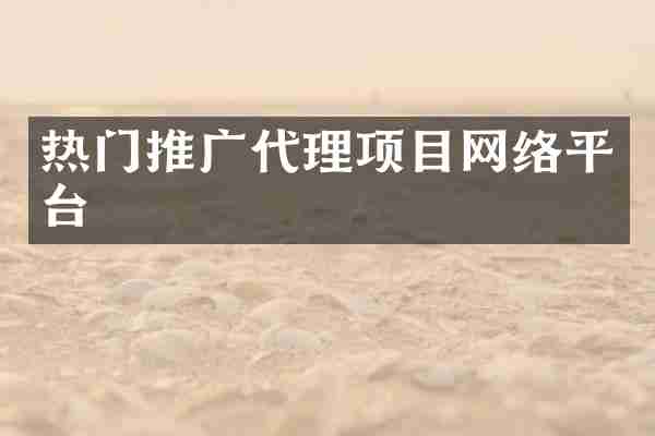 热门推广代理项目网络平台