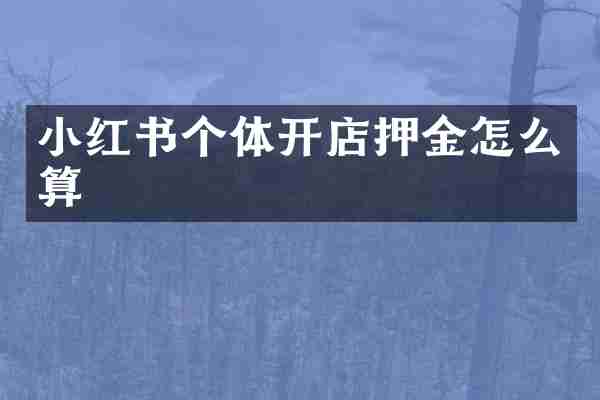 小红书个体开店押金怎么算