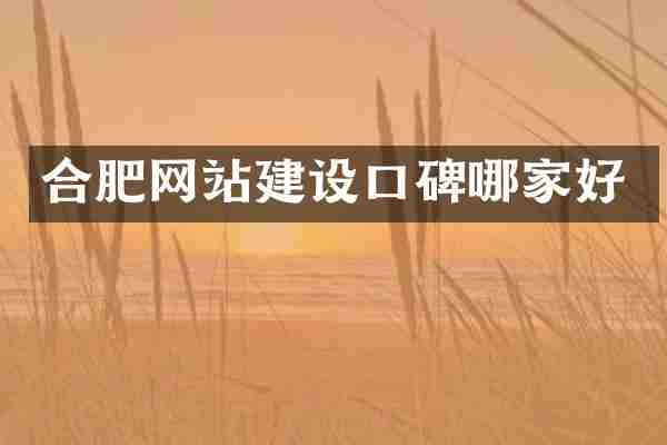 合肥网站建设口碑哪家好