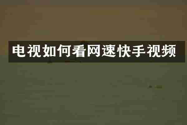 电视如何看网速快手视频