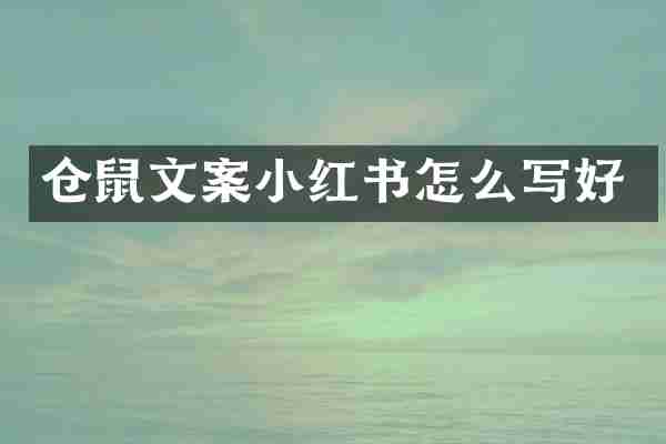 仓鼠文案小红书怎么写好