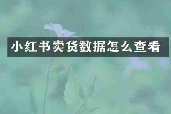 小红书卖货数据怎么查看