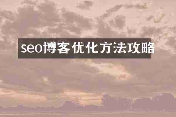 seo博客优化方法攻略
