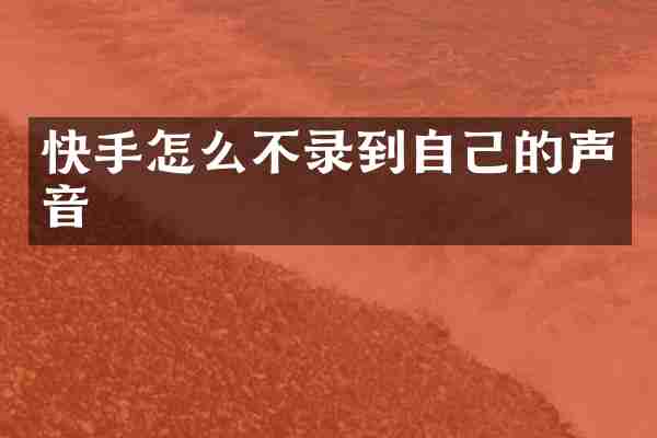 快手怎么不录到自己的声音