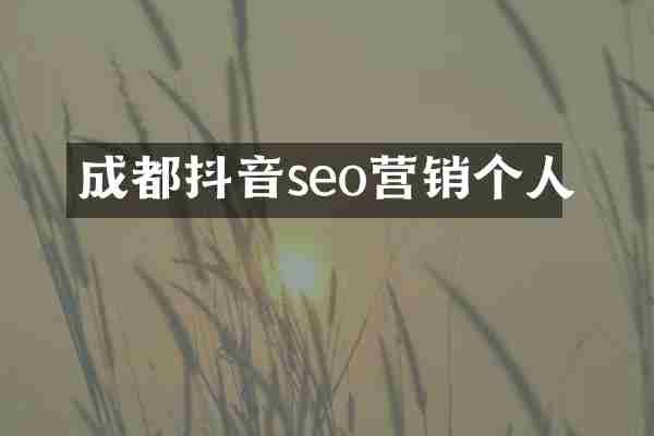 成都抖音seo营销个人