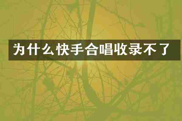 为什么快手合唱收录不了