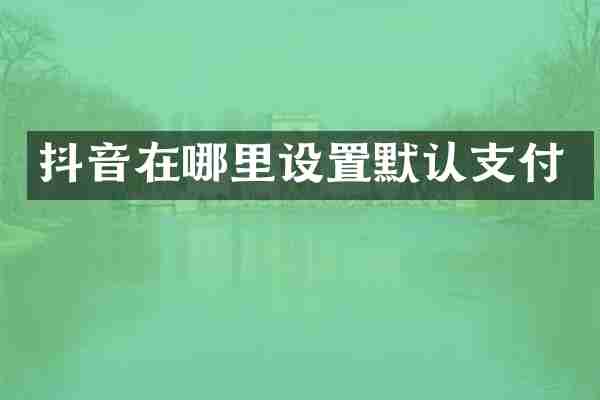 抖音在哪里设置默认支付
