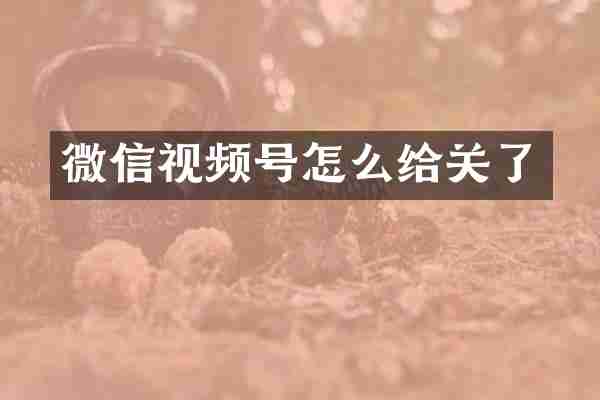微信视频号怎么给关了